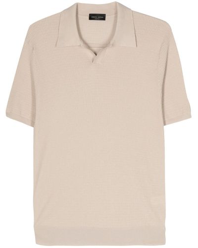 Roberto Collina Textured Cotton Polo Shirt - Natural