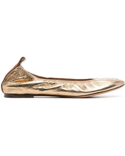 Lanvin Metallic Leather Ballerina Shoes - Natural