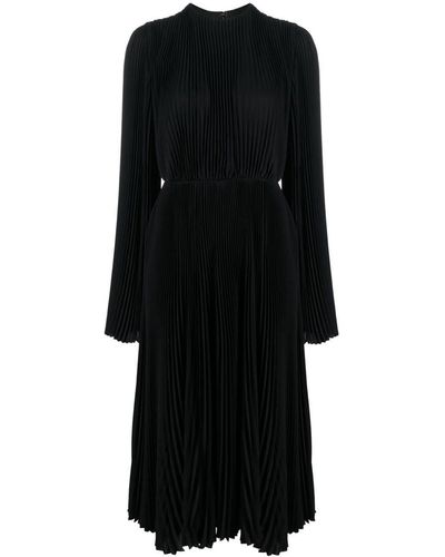 Balenciaga Pleated Long-Sleeved Dress - Black