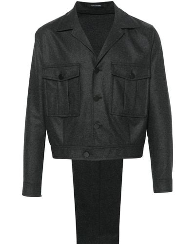 Tagliatore Single-Breasted Virgin Wool Suit - Black