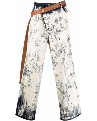 Lanvin X Gallery Dept. Paint-splattered Belted Jeans - Multicolor