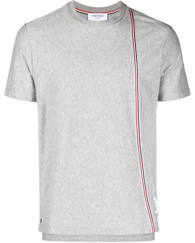 Thom Browne Rwb Stripe Cotton T-Shirt - Grey