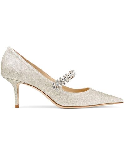 Jimmy Choo Bing 65Mm Glitter-Effect Court Shoes - Natural