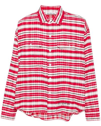 Cole Buxton Tartan Check-Pattern Cotton Shirt - Red