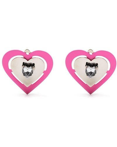 Safsafu Neon Heart-Shaped Earrings - Pink