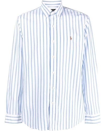 Polo Ralph Lauren Custom Fit Striped Oxford Shirt - Blue