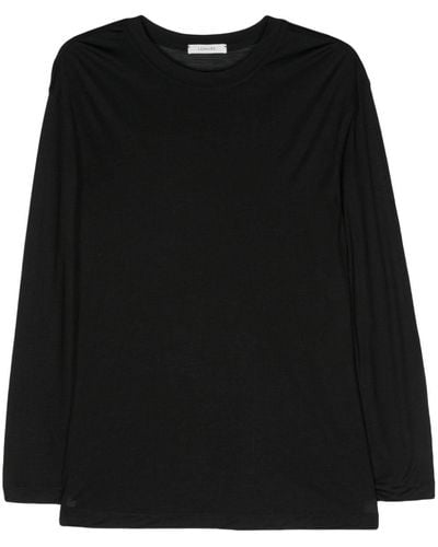 Lemaire Long-Sleeve Silk T-Shirt - Black