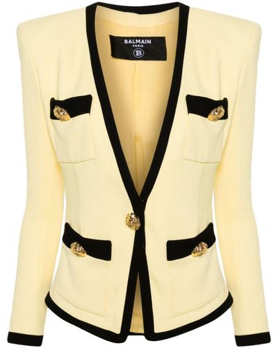 Balmain Collarless Crepe Blazer - Black