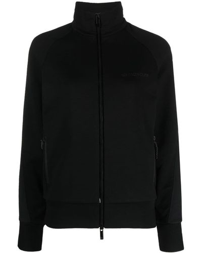 Moncler Logo-Embroidered High-Neck Jacket - Black