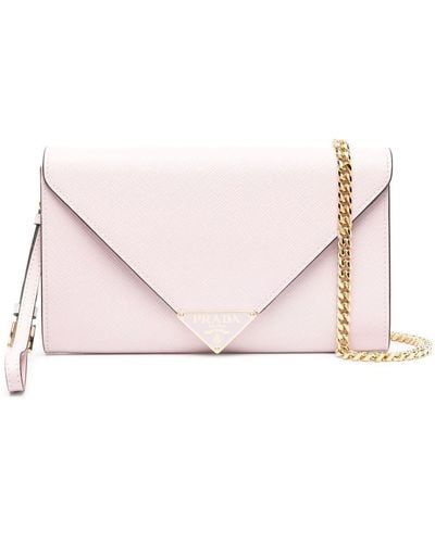 Prada Leather Envelope Clutch Bag - Pink