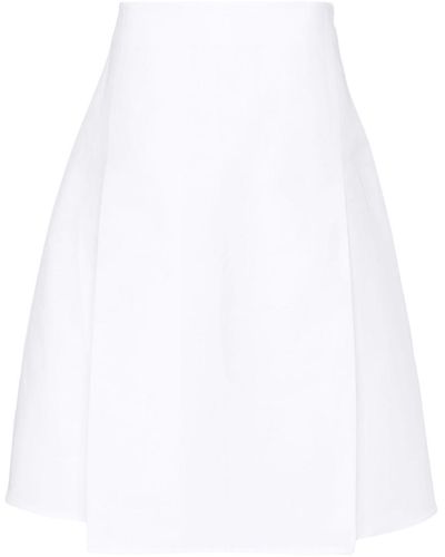 Marni Pleat-Detail Cotton Midi Skirt - White