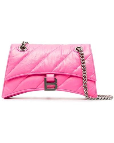 Balenciaga Small Crush Quilted Shoulder Bag - Pink