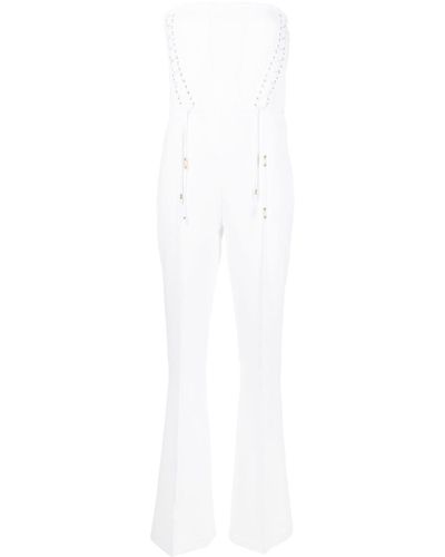 Elisabetta Franchi Lace-up Detailed Strapless Jumpsuit - White