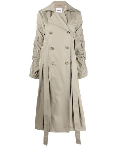 Ambush Ruched Double-breasted Trench Coat - Natural