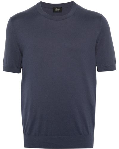 Brioni Short-Sleeve Knitted T-Shirt - Blue
