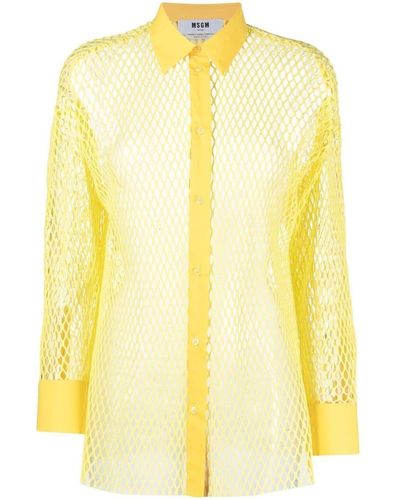 MSGM Long-sleeved Mesh Shirt - Yellow