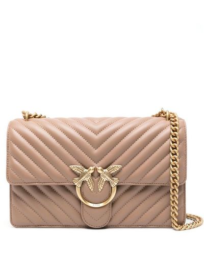 Pinko Classic Love Leather Shoulder Bag - Pink