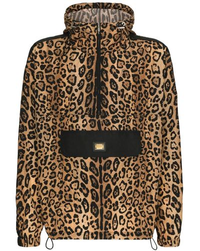 Dolce & Gabbana Leopard-Print Hooded Jacket - Brown