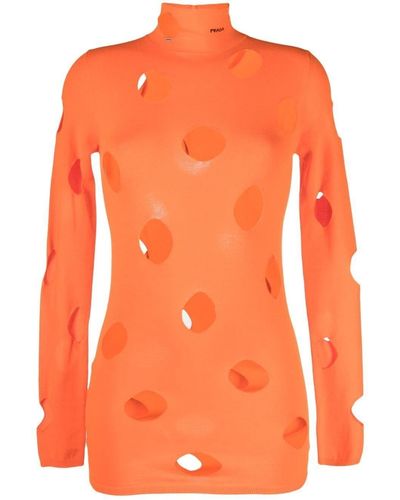 Prada Cutout Knitted Top - Orange