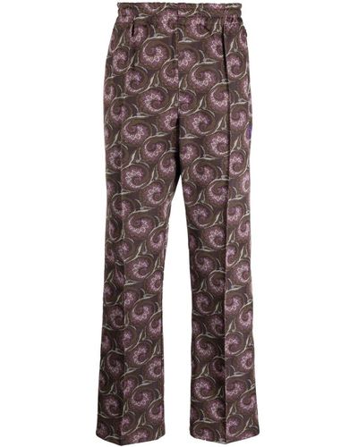 Needles Pintuck Bold-Checked Trousers - Brown