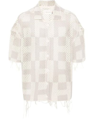 Honor The Gift Monogram-Pattern Crochet Shirt - White