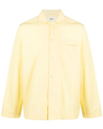 Tekla Poplin Pajama Shirt - Yellow