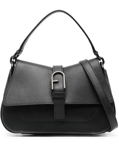 Furla Mini Flow Leather Shoulder Bag - Black