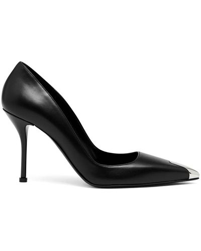 Alexander McQueen Punk 90Mm Leather Court Shoes - Black