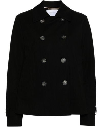 Harris Wharf London Double-Breasted Twill Cropped Coat - Black