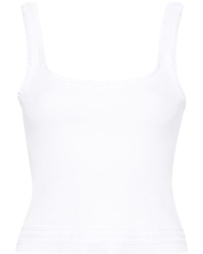 Chloé Ruffled Stretch-cotton Tank Top - White