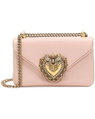 Dolce & Gabbana Medium Devotion Leather Crossbody Bag - Pink