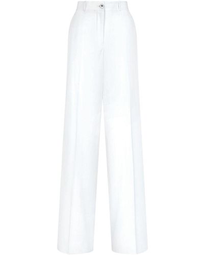 Dolce & Gabbana High-Waisted Cotton-Blend Pallazo Trousers - White
