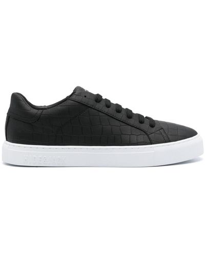 HIDE & JACK Essence Crocodile-Embossed Leather Sneakers - Black