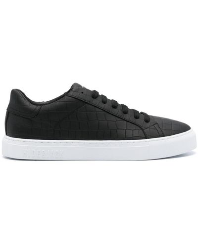 HIDE & JACK Essence Crocodile-Embossed Leather Trainers - Black