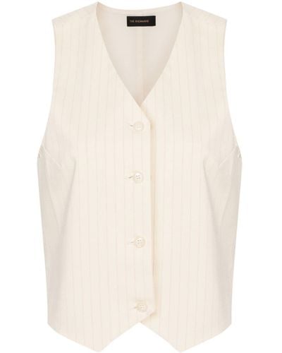 ANDAMANE Pinstriped Tailored Vest - Natural