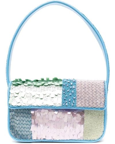 STAUD Tommy Bead-Detailing Sequinned Bag - Blue