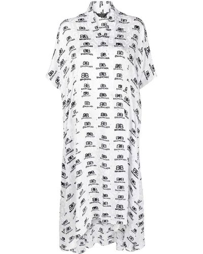 Balenciaga Bb Icon Logo-jacquard Midi Dress - White
