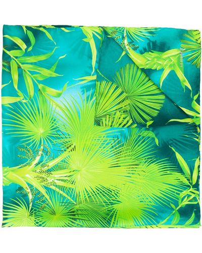 Versace Tropical-print Silk Scarf - Green