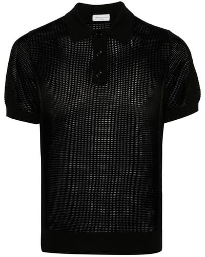 Dries Van Noten Open-Knit Polo Shirt - Black