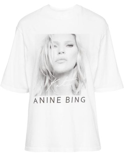 Anine Bing Avi Kate Moss Cotton T-Shirt - White