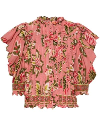 FARM Rio Aura Floral-Print Shirt - Pink