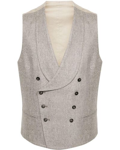 Tagliatore Double-Breasted Virgin Wool Waistcoat - Gray