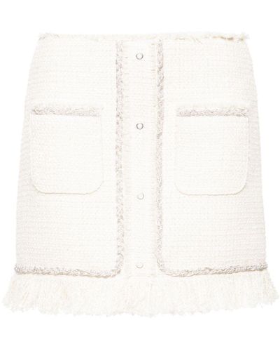 GIUSEPPE DI MORABITO Crystal-Embellished Bouclé Mini Skirt - White