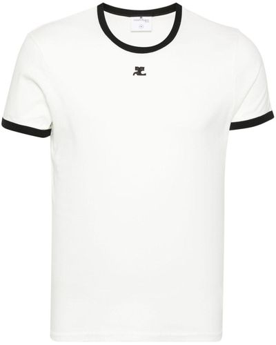 Courreges Contrast Cotton T-Shirt - White