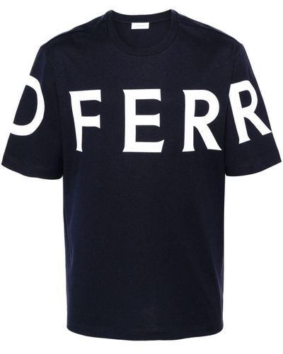 Ferragamo Logo-Print Cotton T-Shirt - Blue