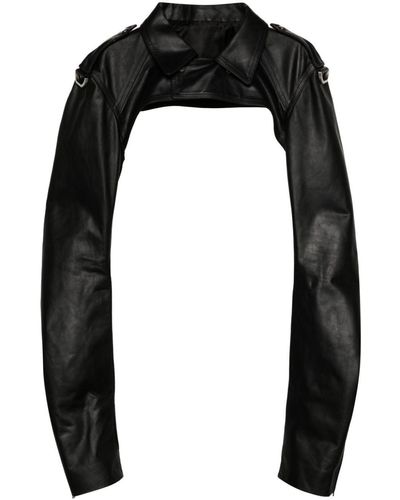 Rick Owens Biker-Sleeves Cropped Leather Jacket - Black