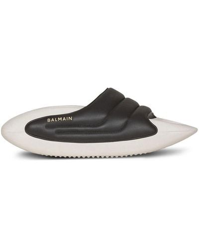 Balmain B-it-puffy Quilted Slides - Gray