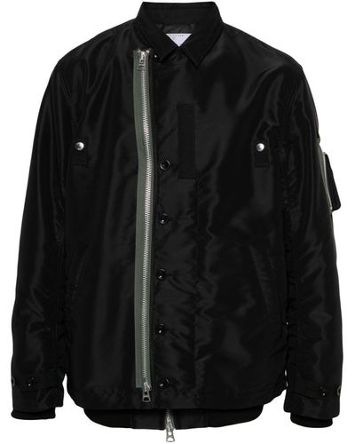 Sacai Contrasting-Trim Layered Bomber Jacket - Black