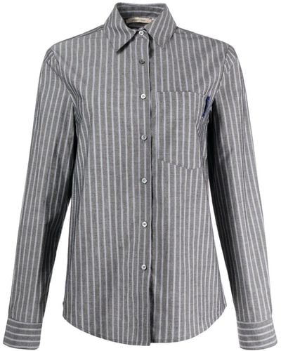 Paloma Wool Pinstripe Organic-Cotton Shirt - Grey