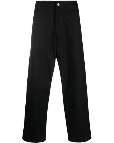 Emporio Armani Wide-Leg Cotton Trousers - Black